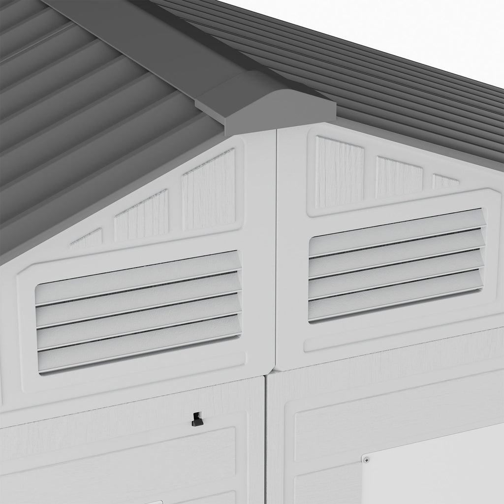8 x 4 ft Plastic Garden Storage Shed with Apex Roof & Double Doors