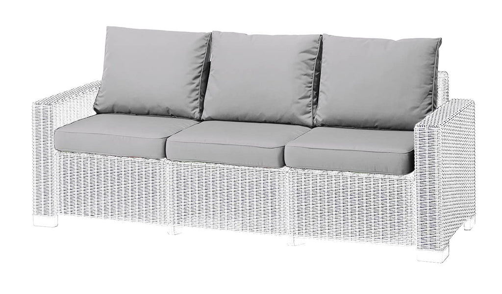 1,2 or 3 Seater Replacement Seat Cushion Pads for Keter Allibert California Rattan Outdoor Furniture | Water Resistant Rattan Patio Set Sofa Cushions Pads (3 Seater, Grey)