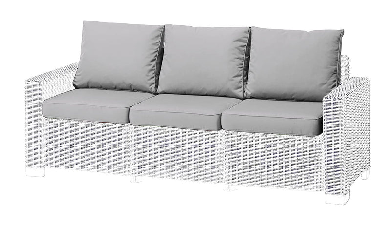 1,2 or 3 Seater Replacement Seat Cushion Pads for Keter Allibert California Rattan Outdoor Furniture | Water Resistant Rattan Patio Set Sofa Cushions Pads (3 Seater, Grey)