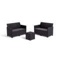 Keter Marie Outdoor Lounge Set | 2 Sofas + Vigo Storage Table + Cushions | Rattan-Effect Finish | Weatherproof Resin | 15-Min Easy Assembly | 3-Year Guarantee