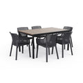 Keter Porto Outdoor Dining Table | Seats 6 People | 160cm Length | Signature Wood-Look Finish | Weatherproof & Durable Steel Frame | Low Maintenance | Pairs Chairs