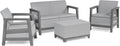 Keter Scandi Linea 4 Seater Garden Lounge Set - Grey | Outdoor Sofa & Armchairs with Storage Table | Weather-Resistant Garden Patio Furniture