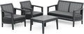 Keter Atlas Linea 4-Seater Outdoor Lounge Set – Graphite | Modern Weatherproof Garden Furniture with Easy No-Tool Assembly
