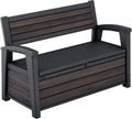 Keter Signature Outdoor Storage Bench 227L | Seats 2 Adults | DecoCoat Wood-Look Resin | Waterproof & Ventilated | All-Weather UV Resistant | Garden, Patio & Deck Storage
