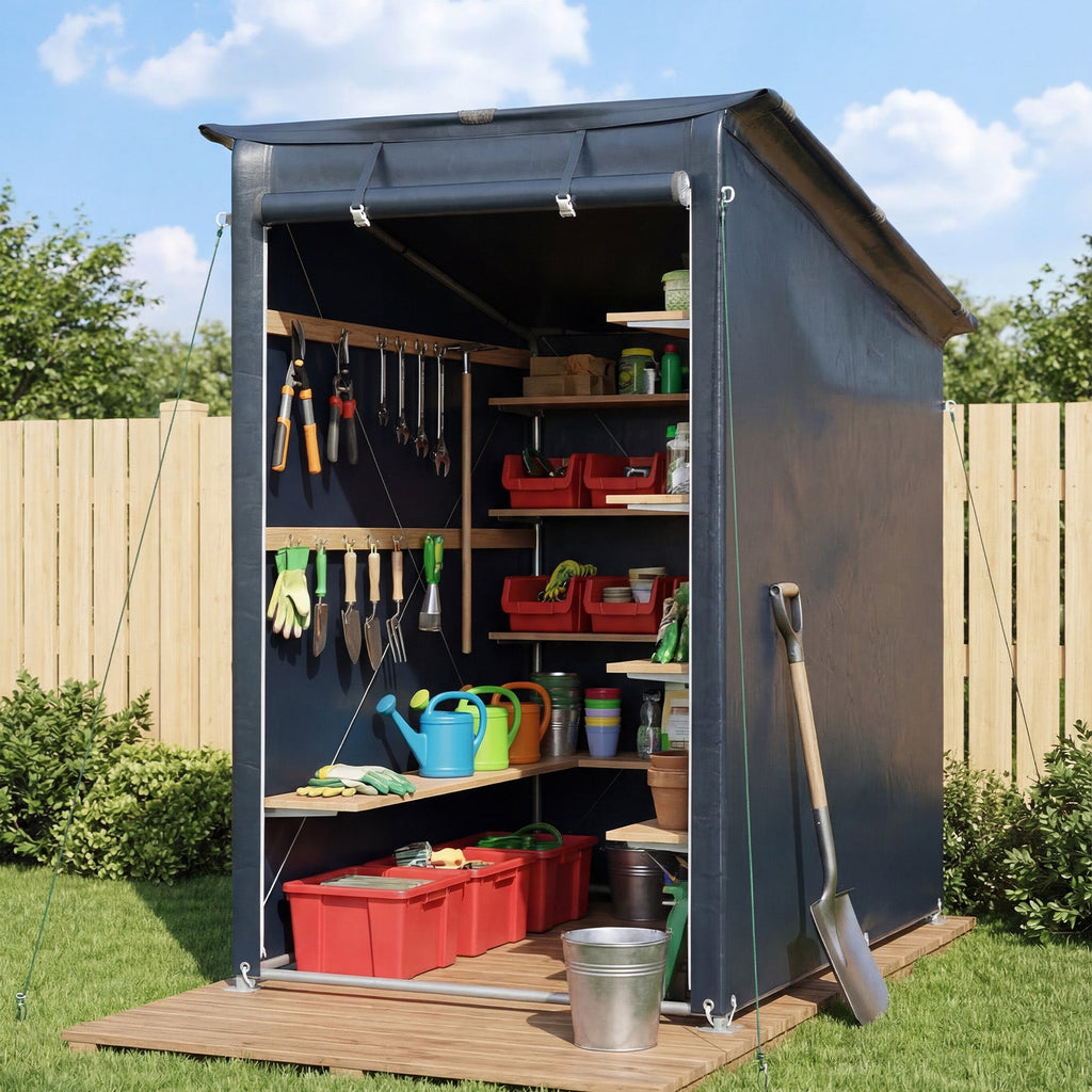 Garden Storage Shelter with Waterproof PE Cover & Roll-Up Zipped Door