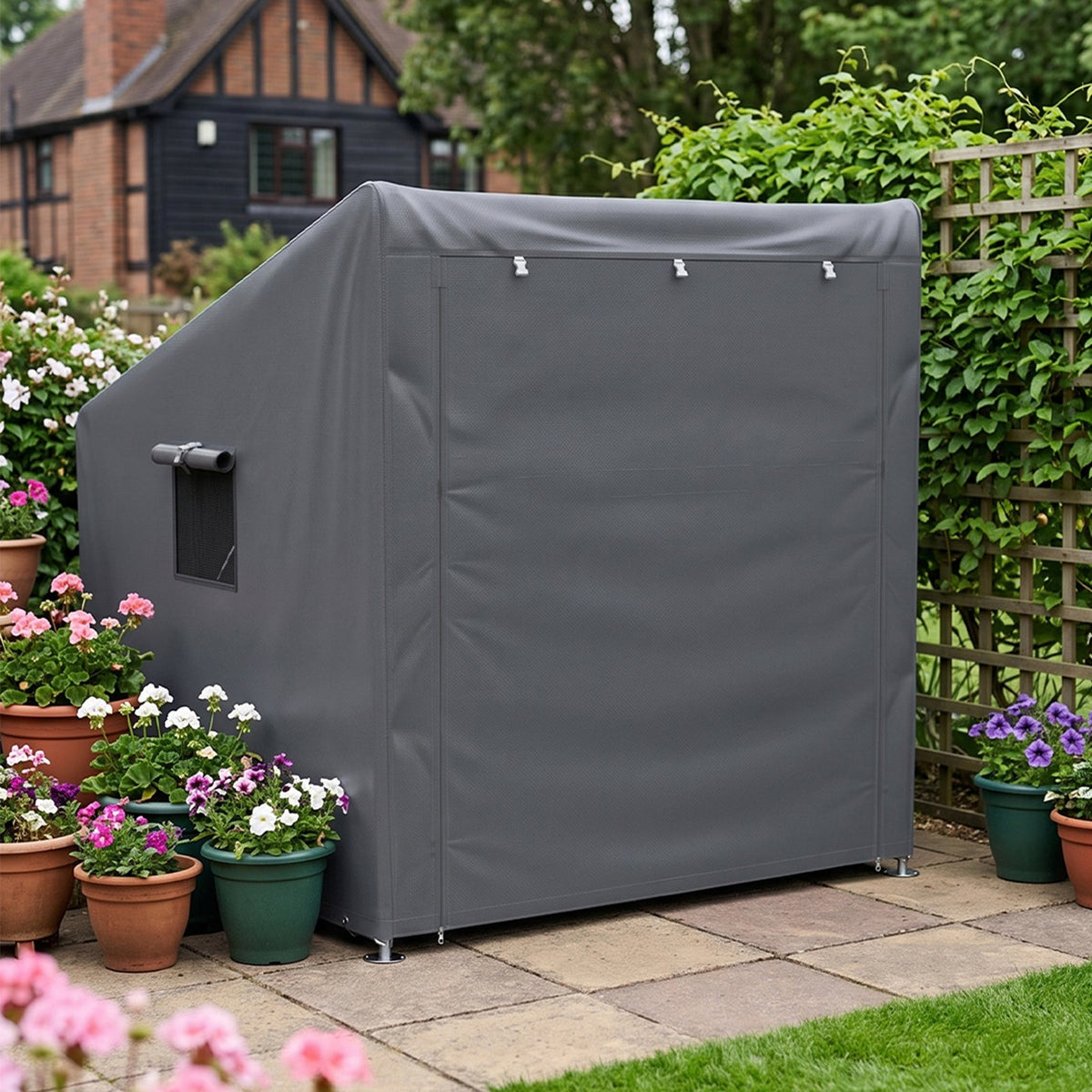 6 x 4 ft Outdoor Garden Storage Shelter Bike Tent with Roll-Up Zipper Door