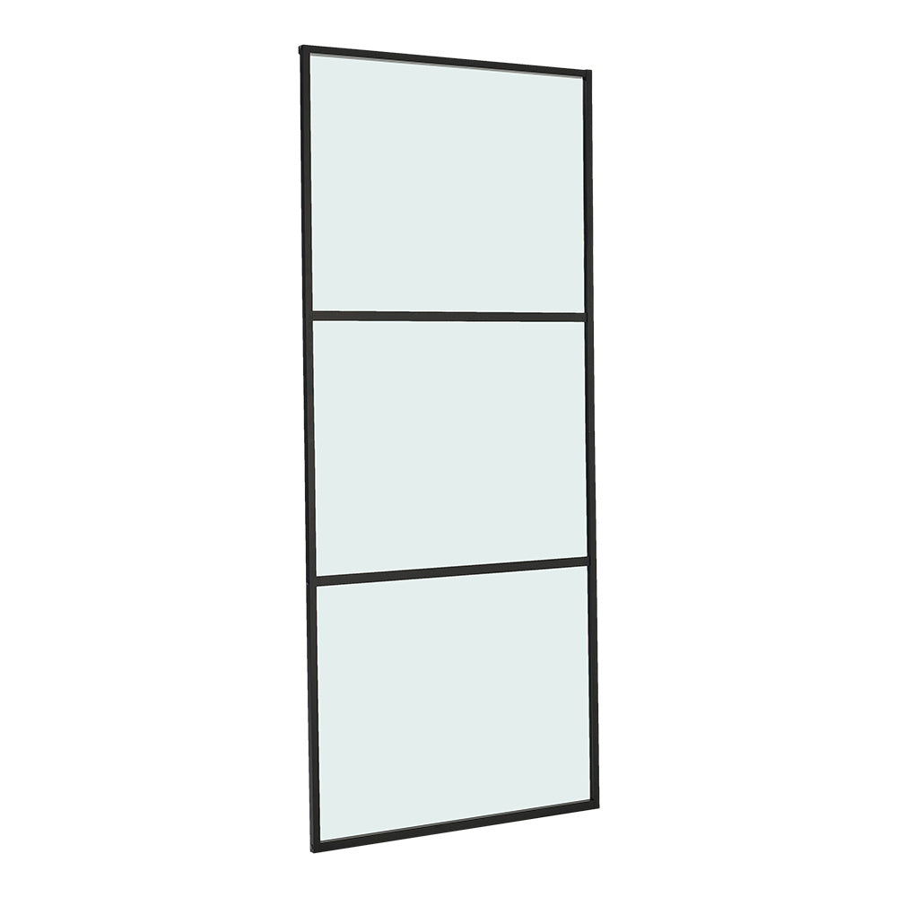 Frosted Glass Black Barn Door with Sliding Hardware Kit