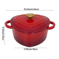 Enamelled Cast Iron Heart-Shaped Dutch Oven Pot with Lid