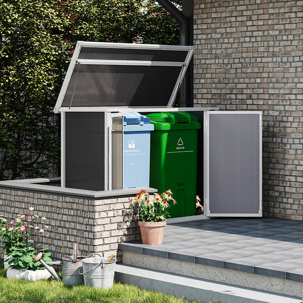 5x2ft Grey Aluminum Alloy Garden Bin Storage Shed