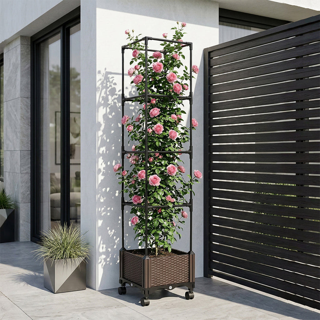 Rolling Planter Box with Trellis