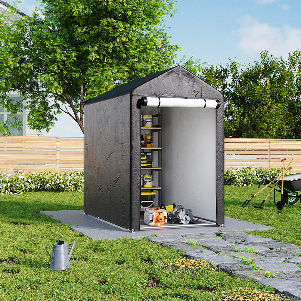 4 x 6 ft Portable Garden Storage Shelter with Roll-Up Door
