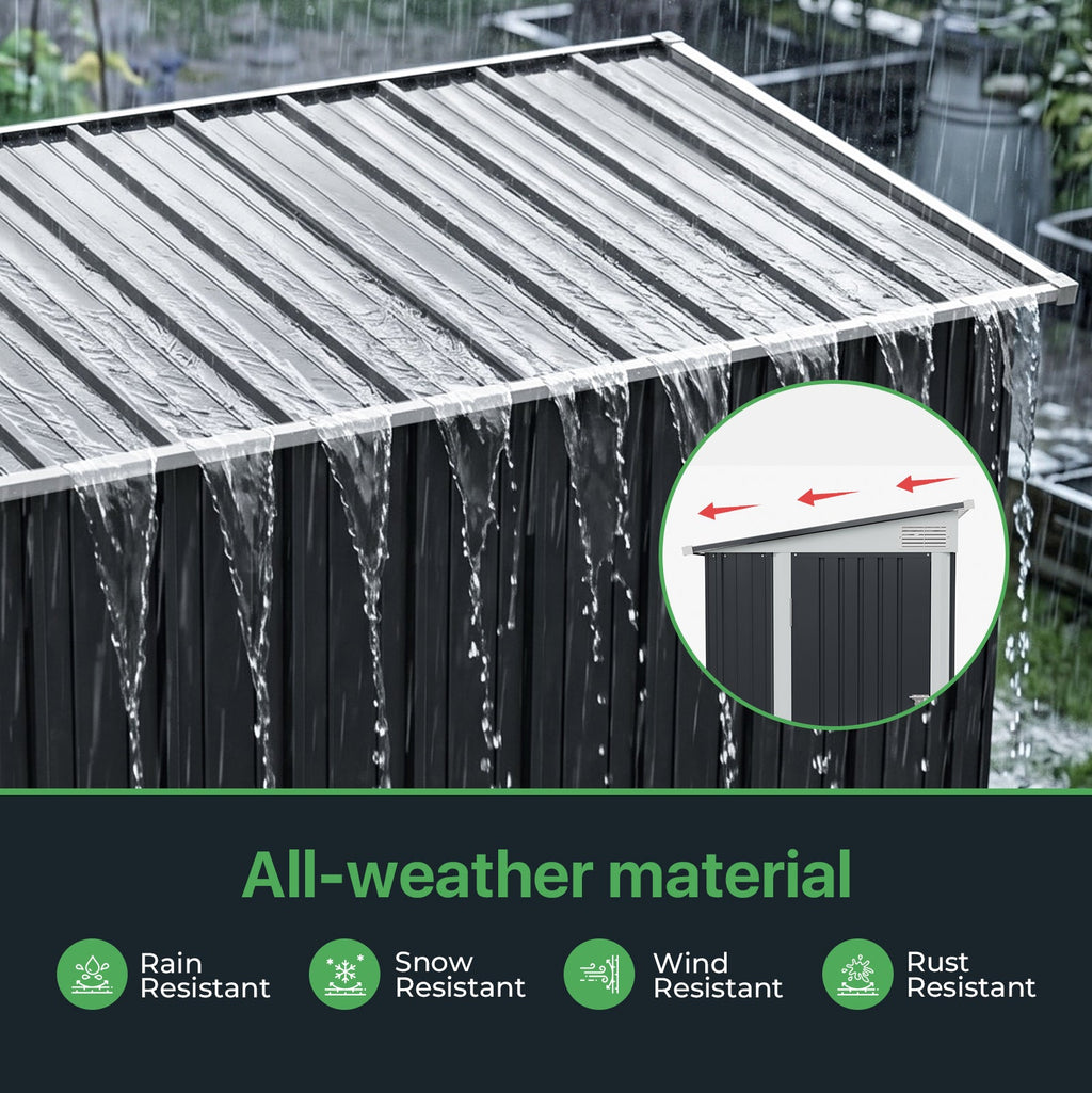 9 x 4 ft Metal Garden Storage Shed with Pent Roof