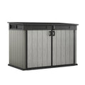 Keter Grande Store Outdoor Double Door Garden Furniture Storage Shed Grey Duotech+ Wood Look and Feel | Fade Free | All Weather Resistant | Safe and Secure | Zero Maintenance