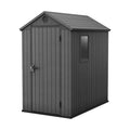 Keter Darwin Outdoor Apex Single Door Garden Storage Shed 6 x 4ft Grey Wood Look and Feel | Fade Free | All Weather Resistant | Safe and Secure | Zero Maintenance | 15 year Warranty