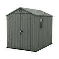 Keter Darwin 6x8ft Outdoor Resin Garden Shed – Green Evotech+ Wood-Look | Waterproof Resin Storage for Tools & Bikes | Double Doors | Lockable | 15 Yr Warranty | Zero Maintenance