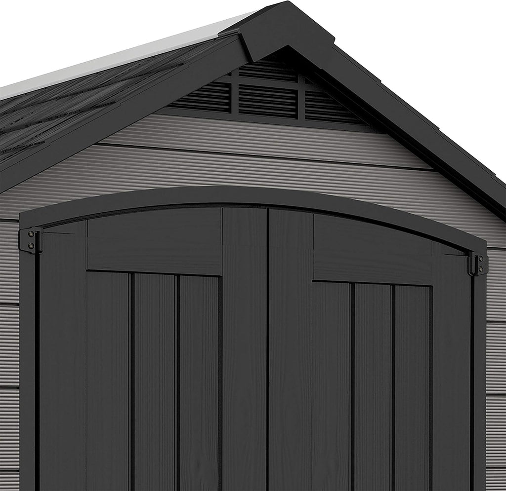 Keter Premier Apex Outdoor Garden Storage Shed, Grey, 7.5 x 7 ft