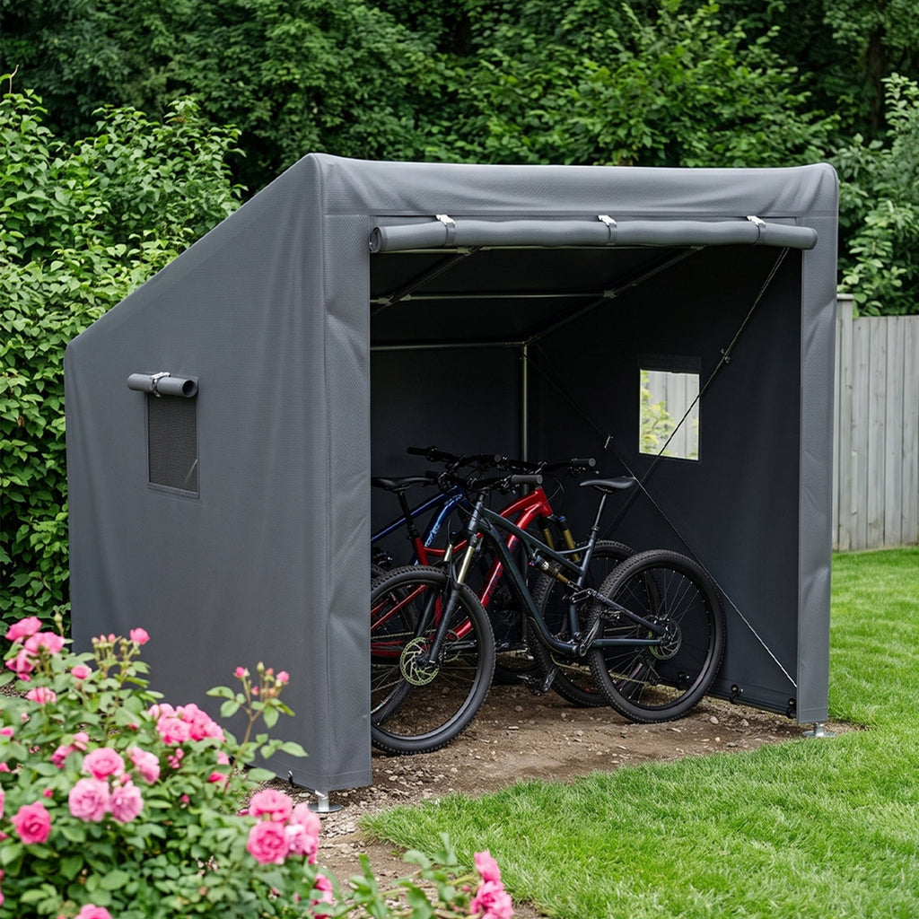 6 x 5 ft Outdoor Garden Storage Shelter Bike Tent with Roll-Up Zipper Door