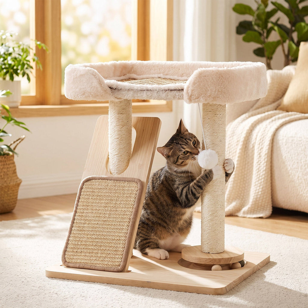 Cat Tree with Scratching Posts and Toy