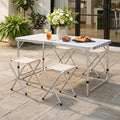 Folding Picnic Table with 4 Stools Portable Lightweight Aluminum Table Stools Set