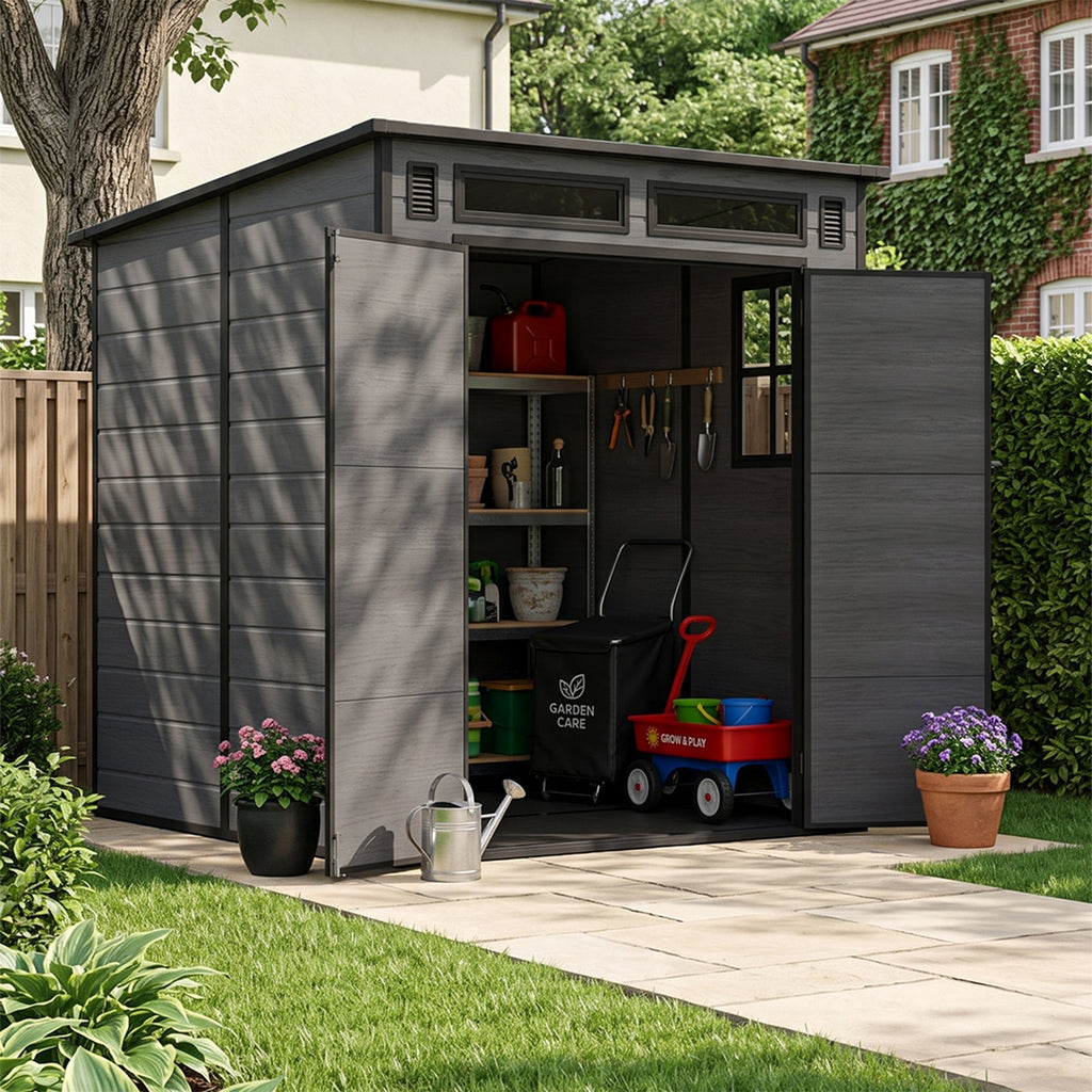 6 x 6 FT Outdoor Garden Pent Roof Tool Storage Shed