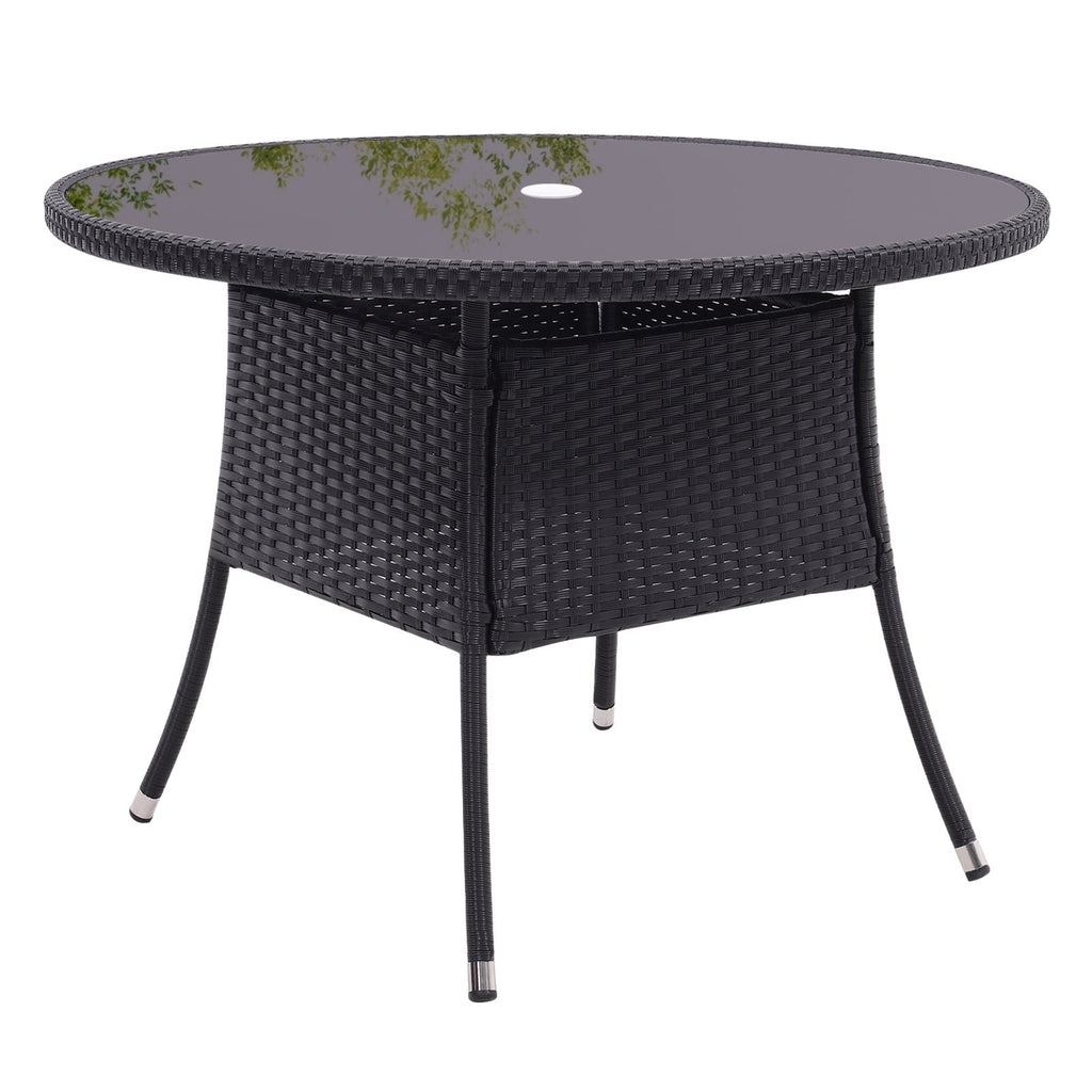 Brown/Black Outdoor Table with Parasol Hole