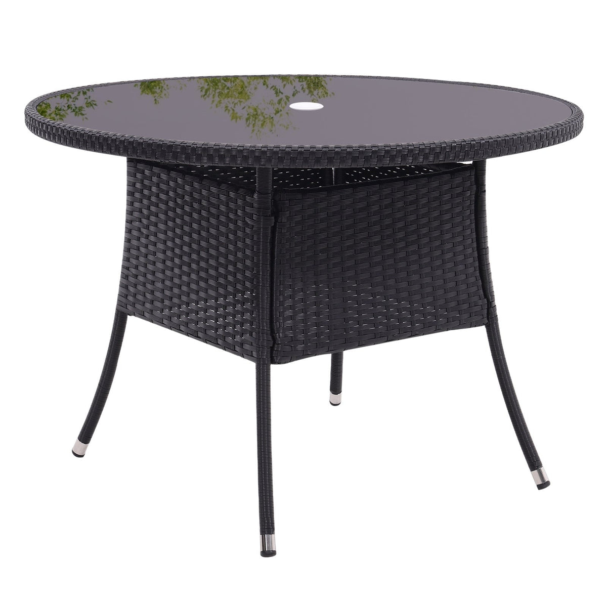 Brown/Black Outdoor Table with Parasol Hole