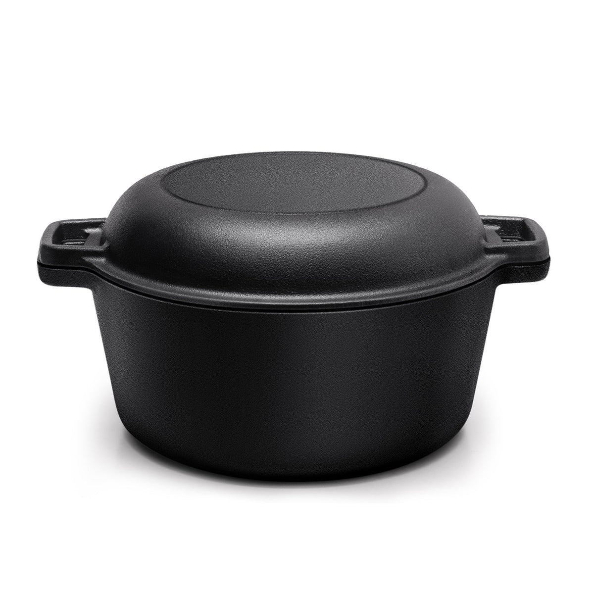 2-in-1 5L Cast Iron Dutch Oven with Reversible Lid