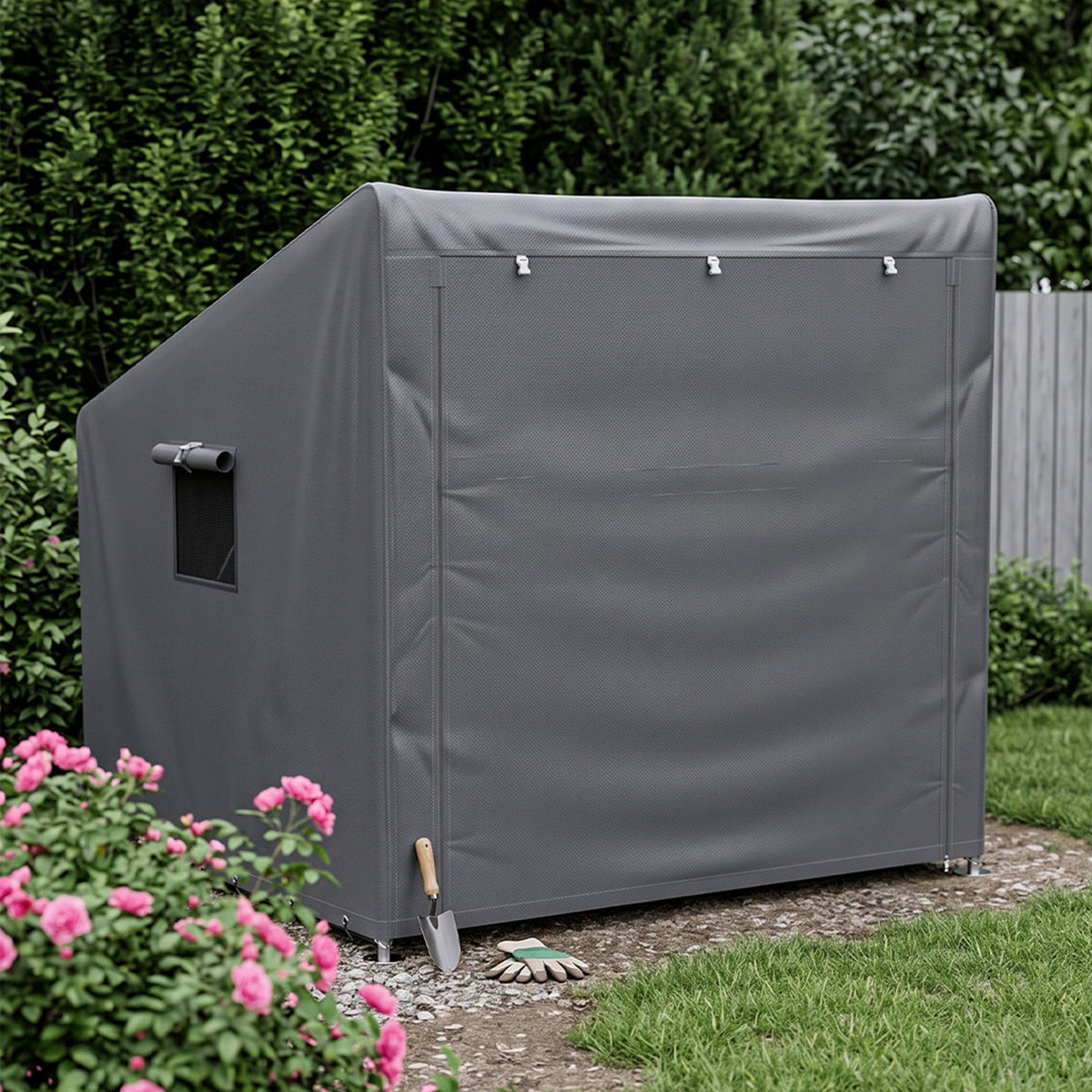 6 x 5 ft Outdoor Garden Storage Shelter Bike Tent with Roll-Up Zipper Door
