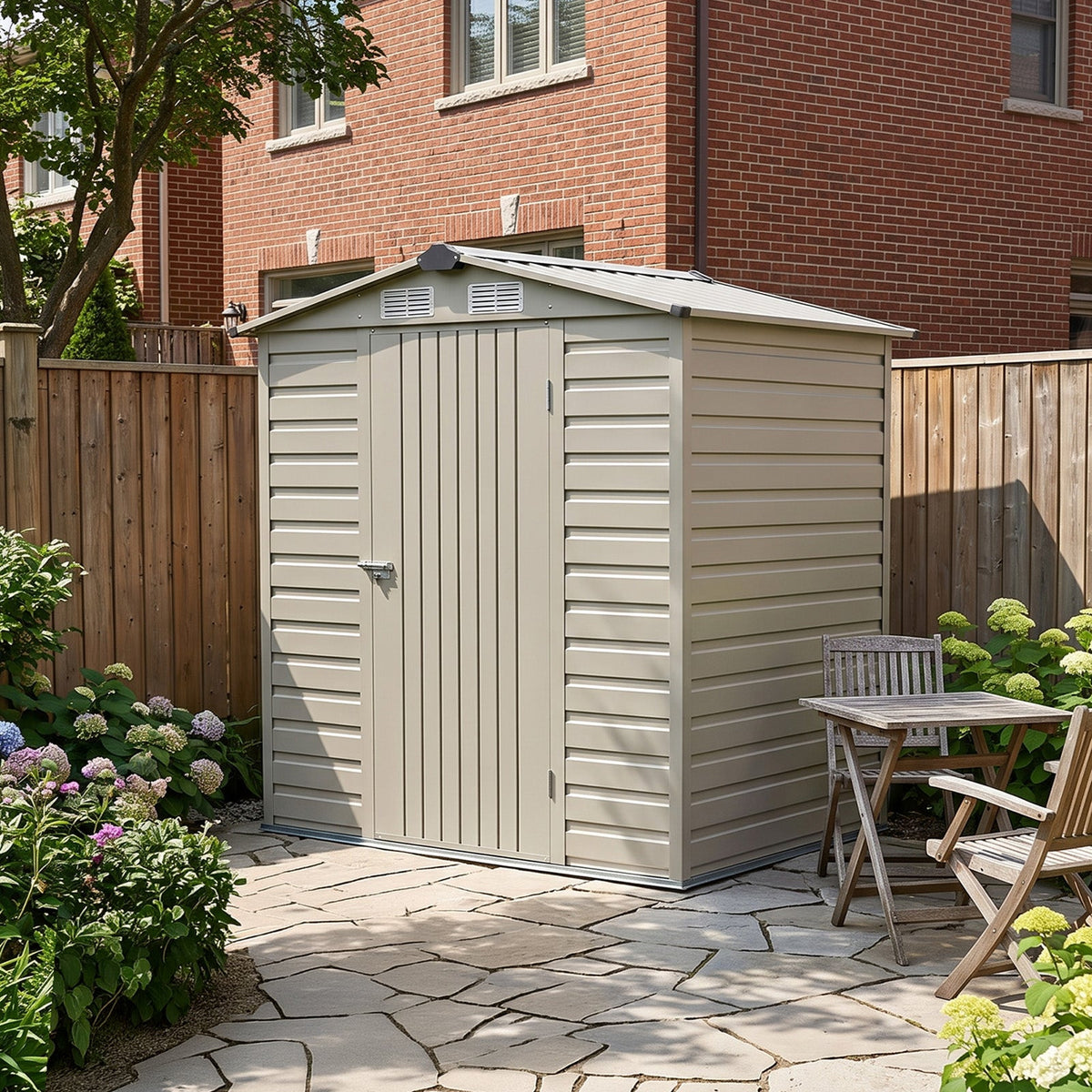 6 x 4 ft Metal Garden Storage Shed with Apex Roof & Padlockable Door