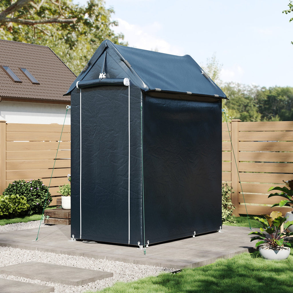 Garden Storage Shelter with Waterproof PE Cover & Metal Frame