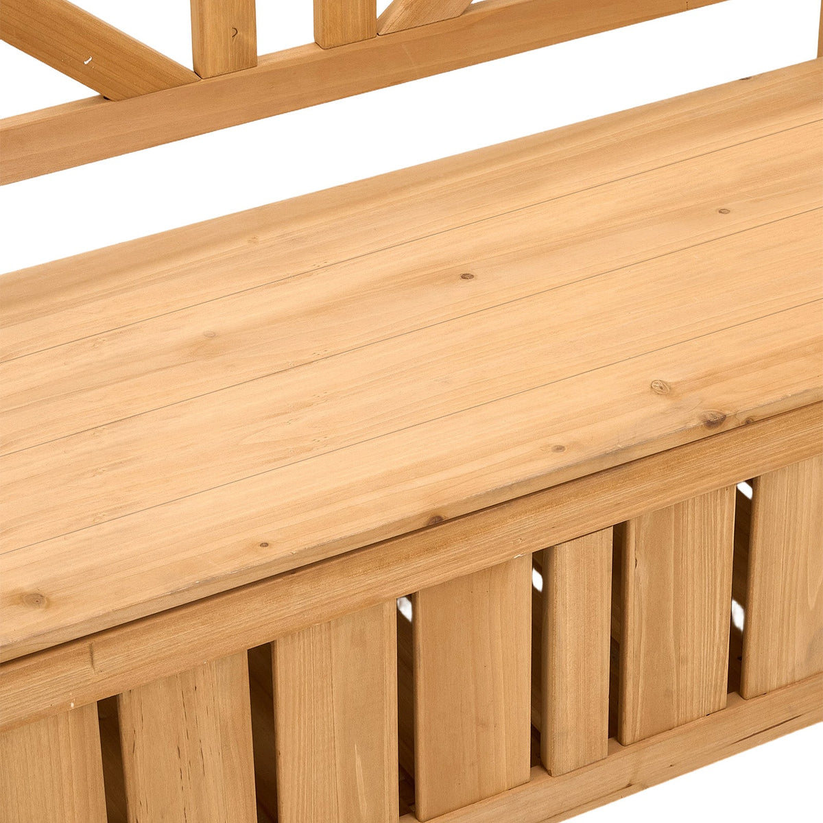 Outdoor Wooden Storage Bench with Backrest
