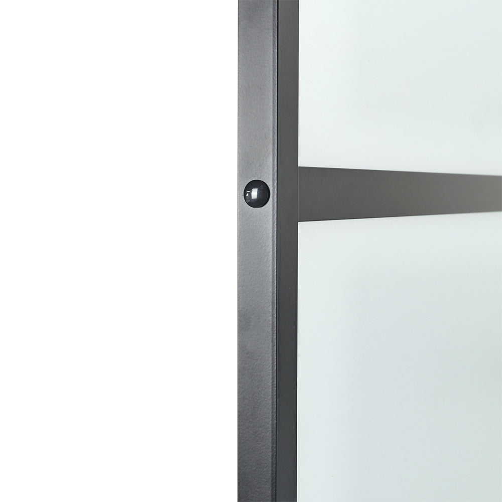 Clear and Smooth Glass Black Barn Door with Sliding Hardware Kit