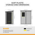 4 x 5 ft Plastic Garden Storage Shed with Pent Roof & Lockable Door
