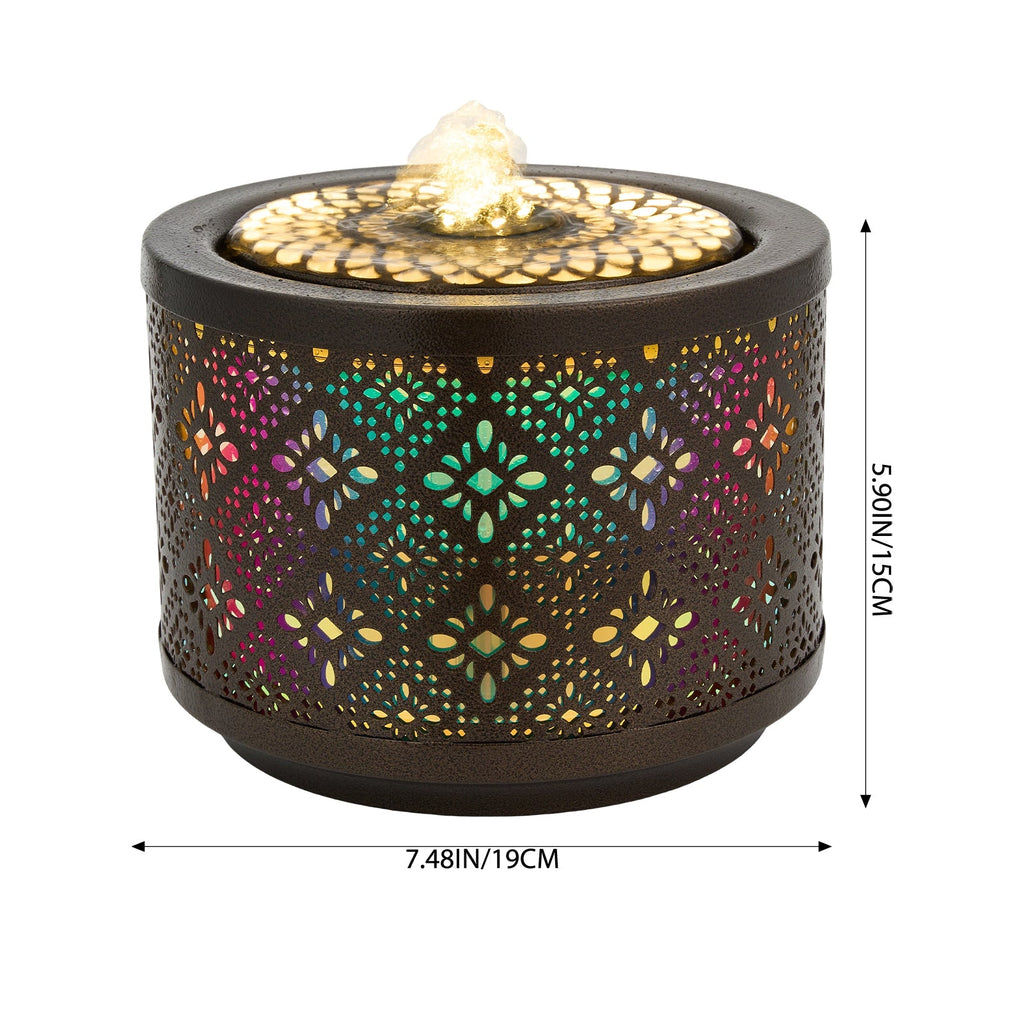 Creative Metal Tabletop Fountain with Light
