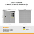 6 x 6 ft Plastic Garden Storage Shed with Pent Roof & Lockable Door