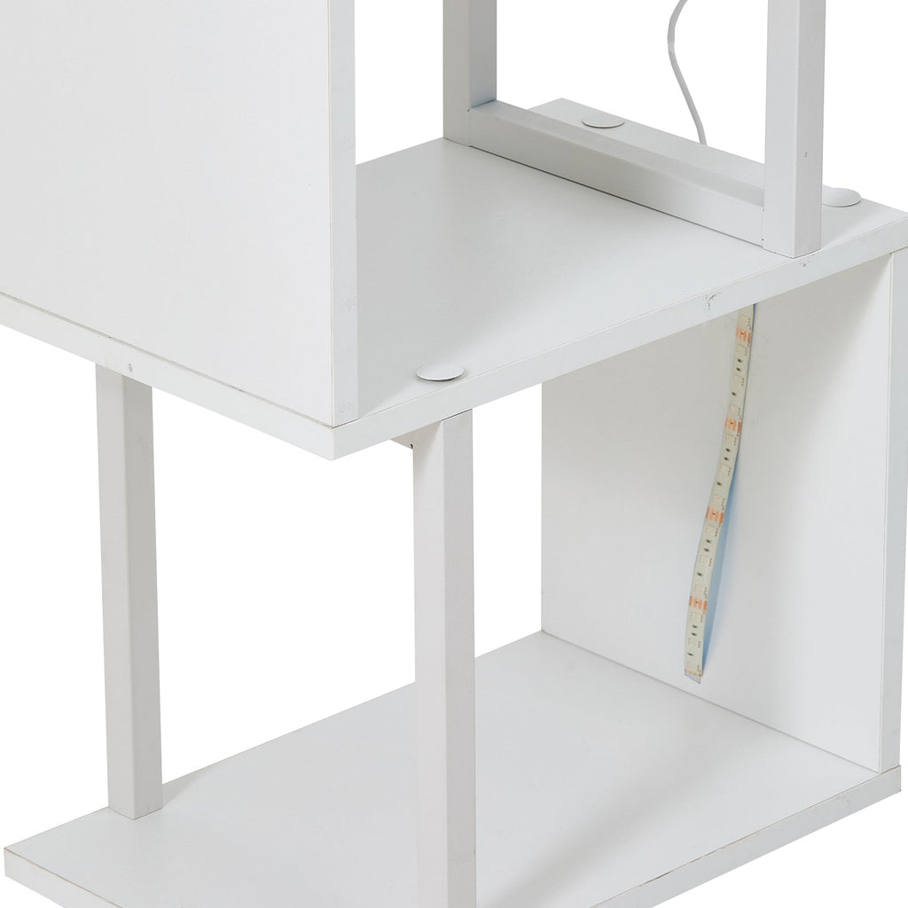 S-shaped Geometric Storage Rack with LED Lights