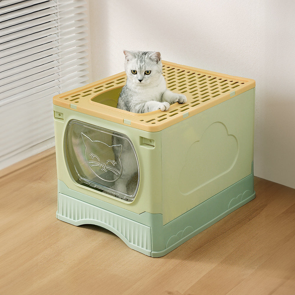 Foldable Cat Litter Box Top Entry Anti-Splashing Cat Toilet