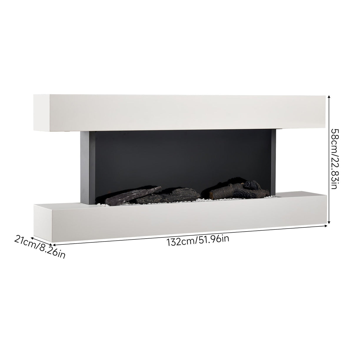 Wall-Mounted Electric Fireplace with Remote Control