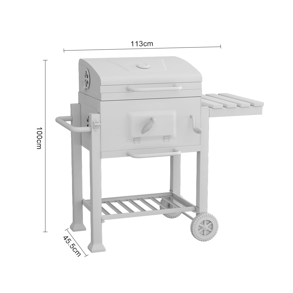 Charcoal BBQ Grill Barrel with Side Table
