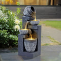 4-Tierd Garden Cascading Water Fountain Bowls Pots Decorated