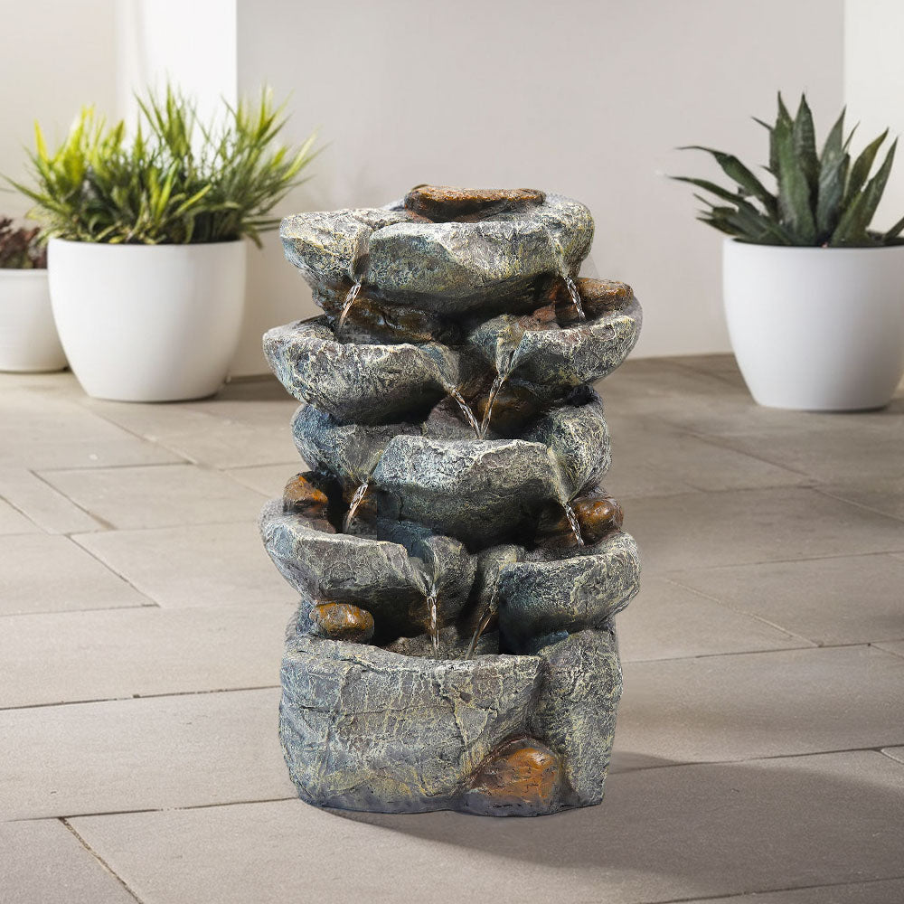 Garden Solar Powered Cascading Waterfall Fountain with LED Lights