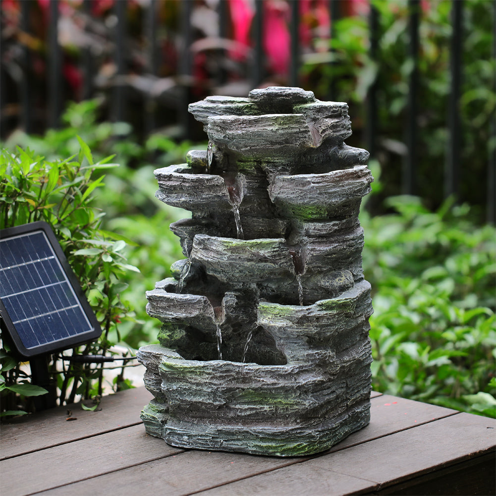 Faux Rock Garden Fountain with Lights