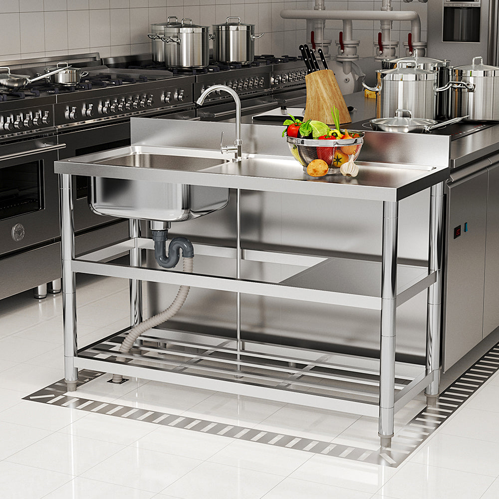 Durable Stainless Steel Sink with Side Drainer