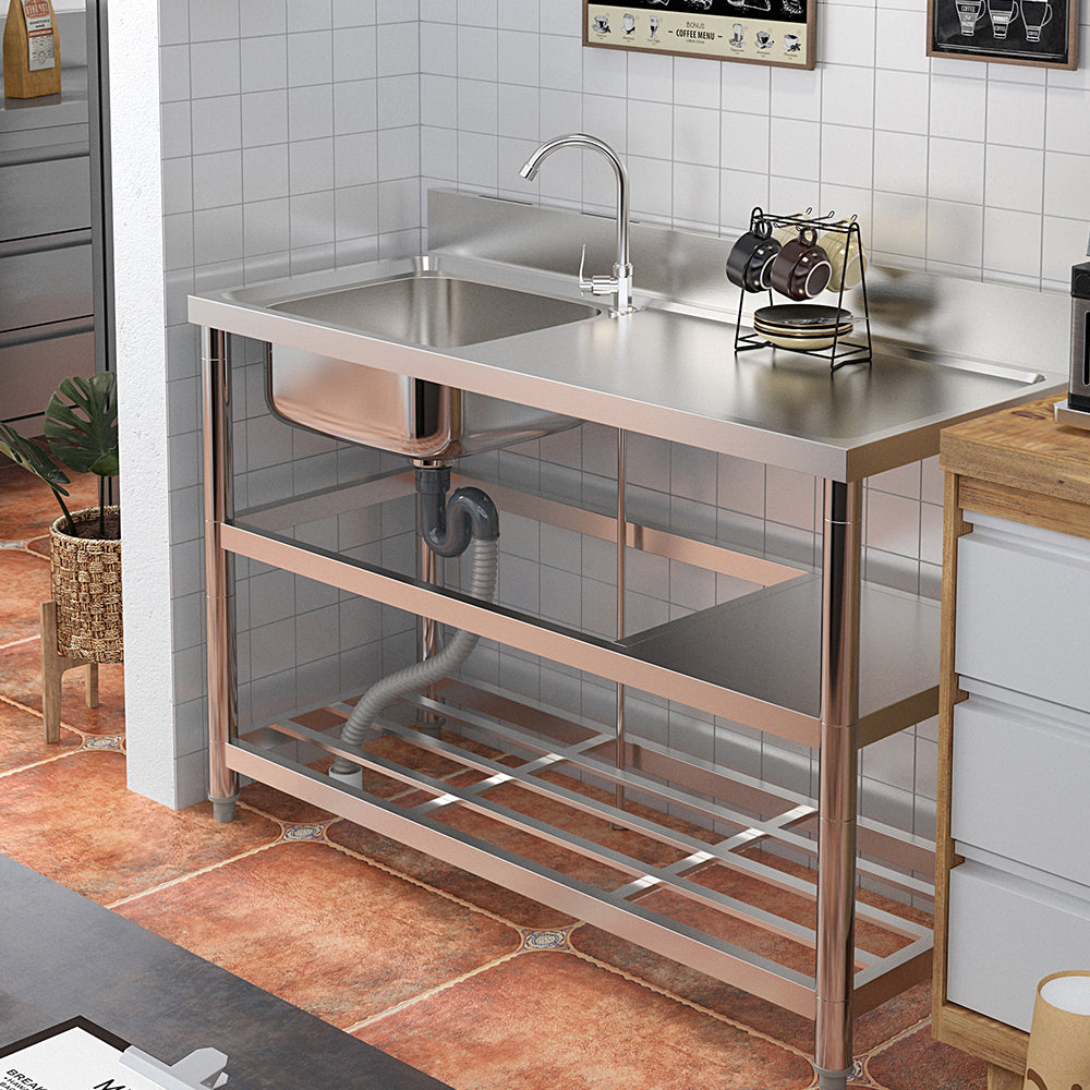 Durable Stainless Steel Sink with Side Drainer