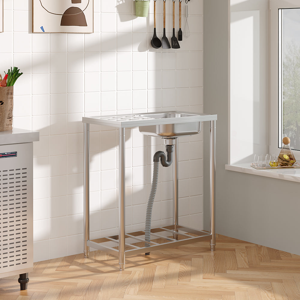 Industrial Stainless Steel Wash Sink with Drainboard