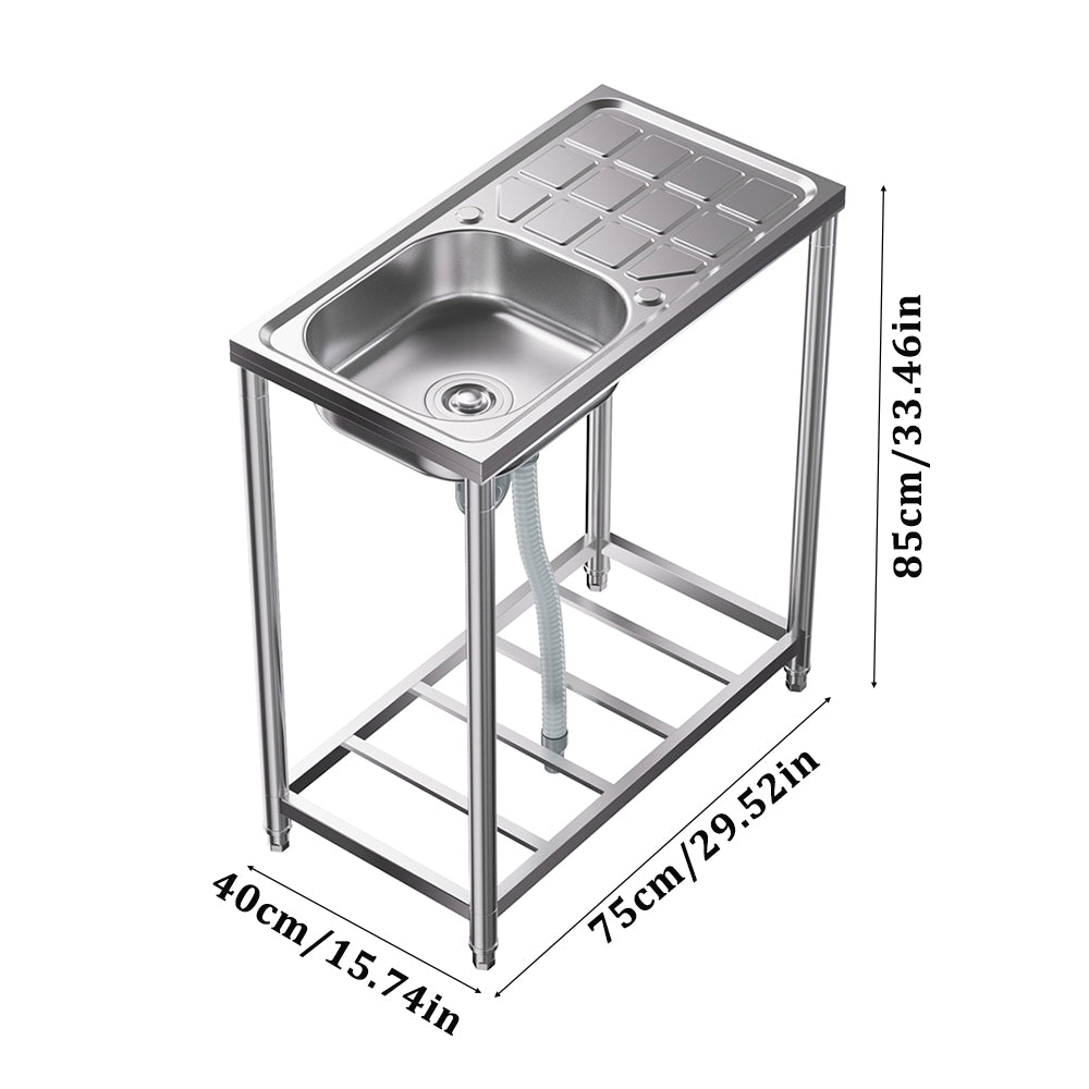 Industrial Stainless Steel Wash Sink with Drainboard