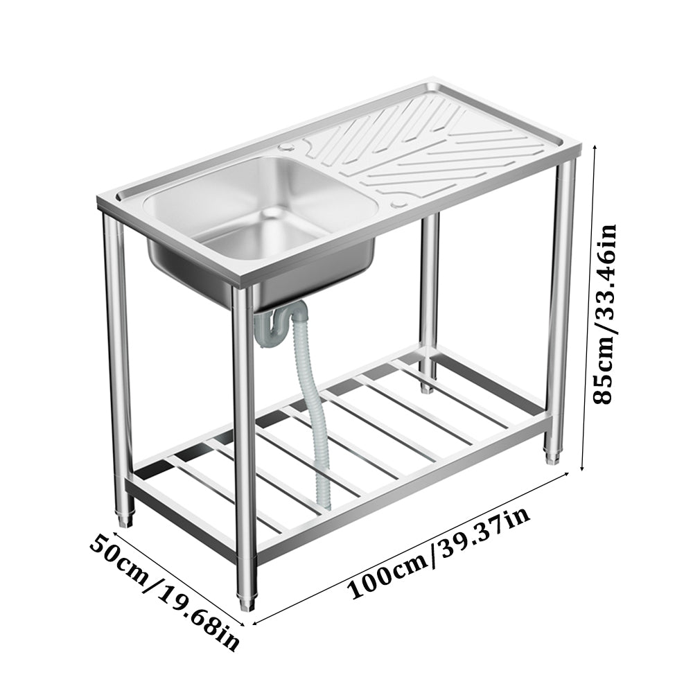 201 Stainless Steel Commercial Sink with Drainboard
