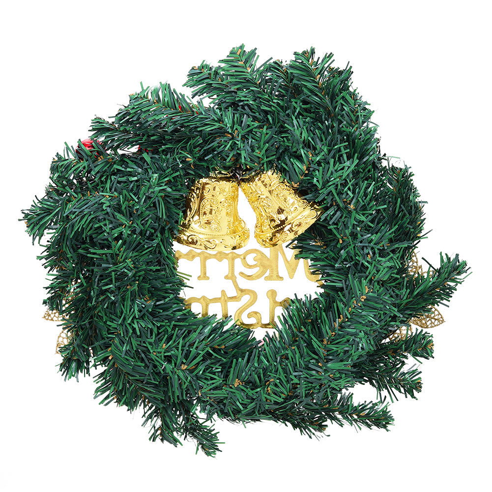 30cm Christmas Artificial Wreath with Xmas Baubles Bells Bow Knots