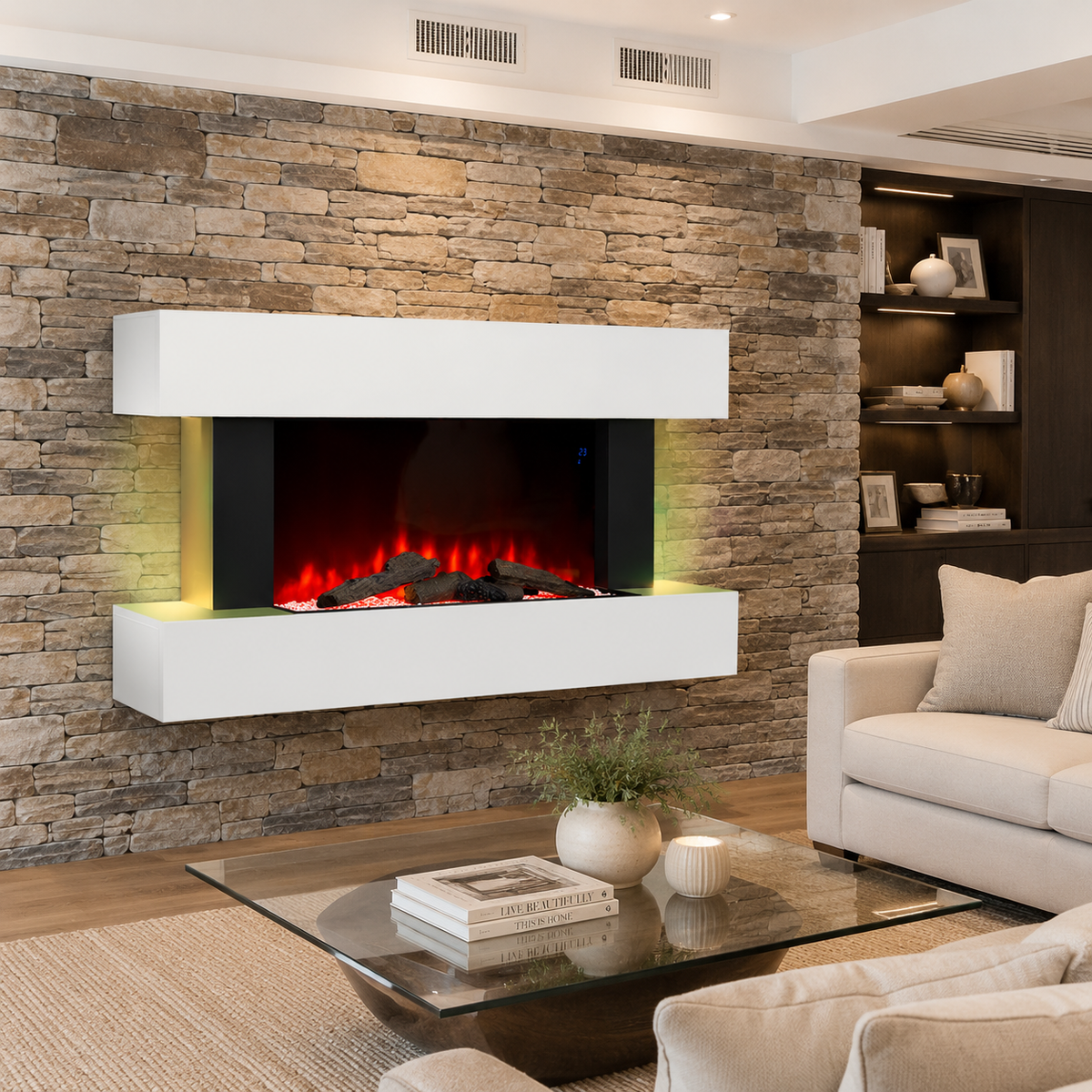 52 Inch MDF Electric Fireplace Suite with WiFi App and Remote Control