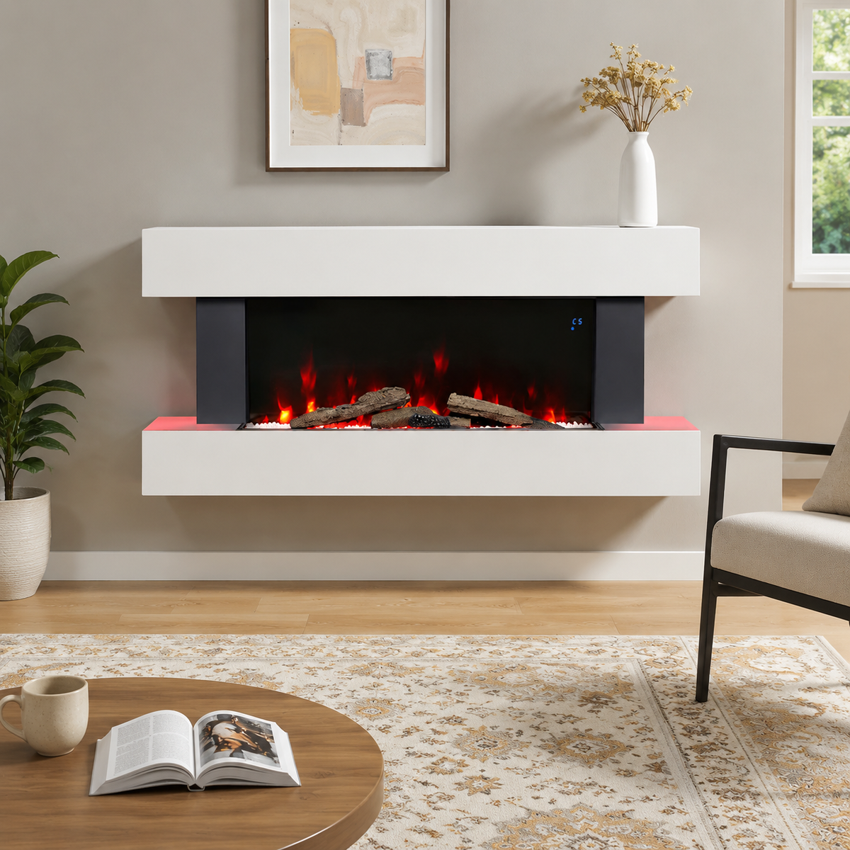 52 Inch MDF Electric Fireplace Suite with WiFi App and Remote Control